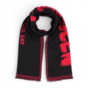 Alexander McQueen Wool Black & Red Scarf Two Tone Fringe Made In Italy - NWT